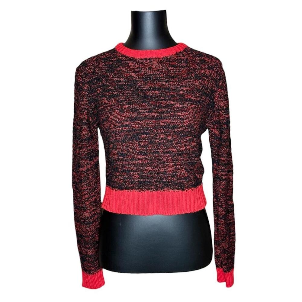 Vintage cropped LS marled crew neck sweater, Womens, size Large
